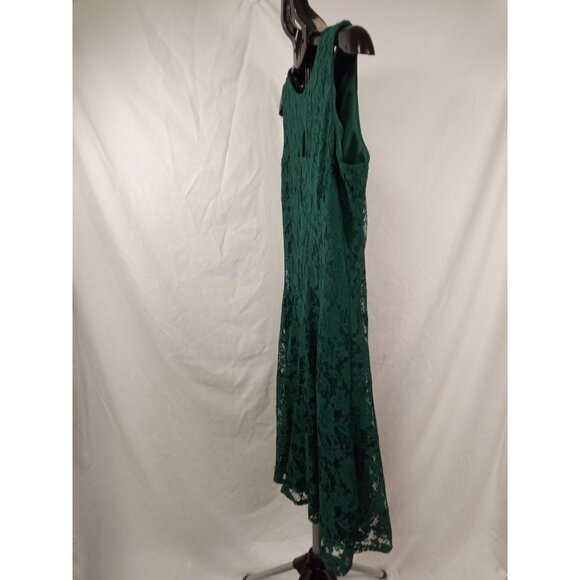 Danny and Nicole Women's Green Lace Overlay Sleeveless Dress w/Keyhole Size 12 - Picture 2 of 7